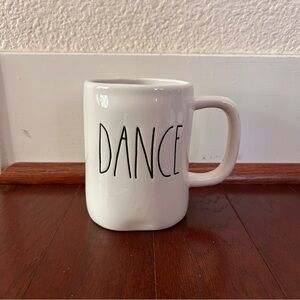 Rae Dunn Artisan Collection Magenta DANCE white signature thin handwritten font